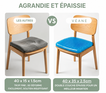 Coussin d'assise en gel Véane – Répartit la pression – Coccyx, hanches et bas du dos
