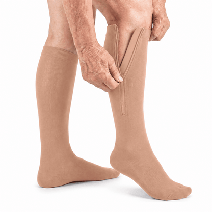 Bas de compression / contention à zip Véane – Compression graduée 15-20 mmHg – Unisexe – Noir ou Beige – Tailles 36 à 48