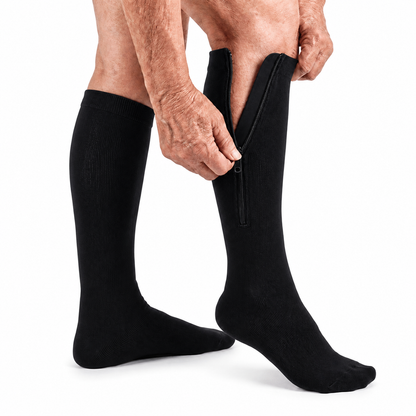 Bas de compression / contention à zip Véane – Compression graduée 15-20 mmHg – Unisexe – Noir ou Beige – Tailles 36 à 48